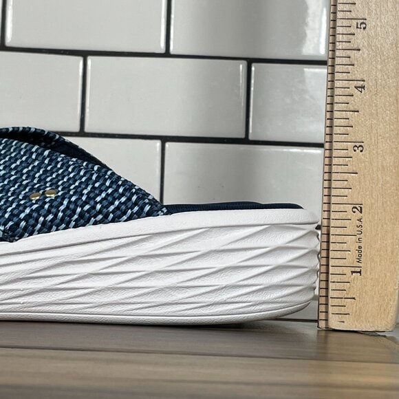 Ryka Nadine Womens Size 8 Shoes Navy Blue Stretch Cross Strap Wedge Slide Sandal - Picture 11 of 14